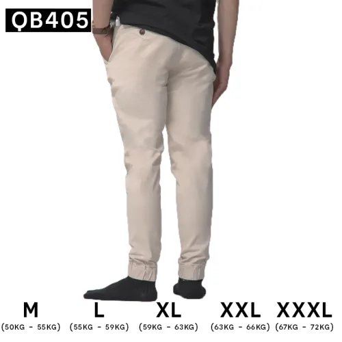 Quần Jogger Kaki Nam Co Giãn Màu Kem