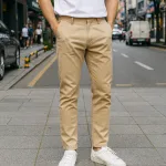 Quần Kaki Dài Nam Co Giãn Màu Kem