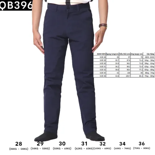 Quần Kaki Dài Nam Co Giãn Màu Xanh Đen