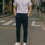 Quần Kaki Dài Nam Co Giãn Màu Xanh Đen