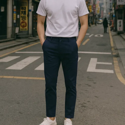 Quần Kaki Dài Nam Co Giãn Màu Xanh Đen