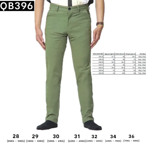 Quần Kaki Dài Nam Co Giãn Màu Xanh Rêu