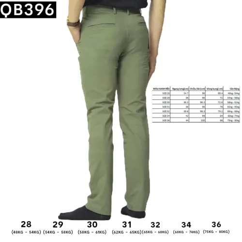 Quần Kaki Dài Nam Co Giãn Màu Xanh Rêu
