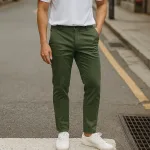 Quần Kaki Dài Nam Co Giãn Màu Xanh Rêu