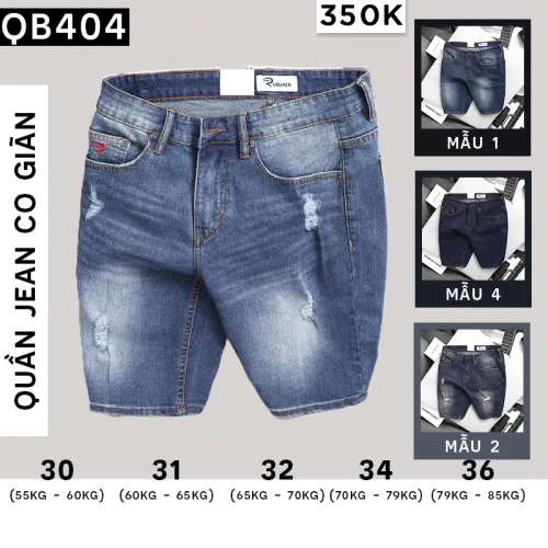 Quần Short Jeans Nam Cao Cấp Slim Fit Thêu Logo