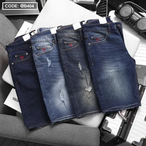 Quần Short Jeans Nam Cao Cấp Slim Fit Thêu Logo