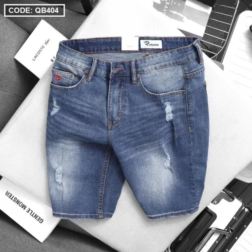 Quần Short Jeans Nam Cao Cấp Slim Fit Thêu Logo