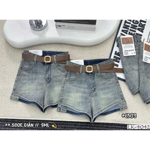 Quần Short Jean Nữ Không Co Giãn Đứng Form Chuẩn