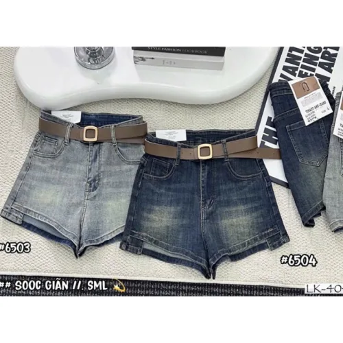 Quần Short Jean Nữ Không Co Giãn Đứng Form Chuẩn