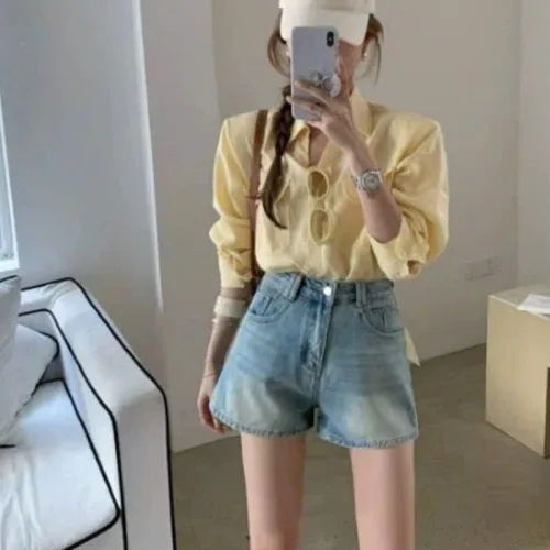 Quần Short Jean Trơn Nữ Không Co Giãn Đứng Form Chuẩn Mặc Cực Xinh