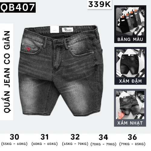 Quần Short Jeans Nam Rurumen Cao Cấp Hàng VNXK Phối Logo (có size 36)