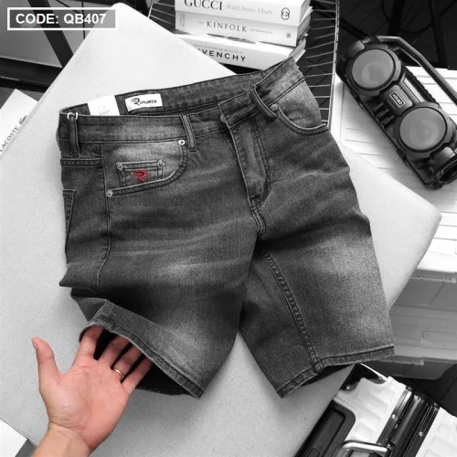 Quần Short Jeans Nam Rurumen Cao Cấp Hàng VNXK Phối Logo (có size 36)