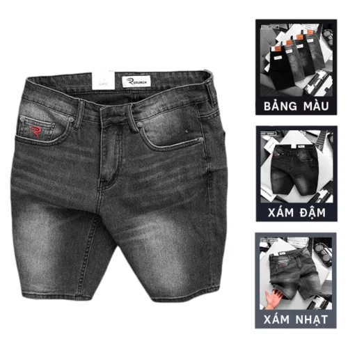 Quần Short Jeans Nam Rurumen Cao Cấp Hàng VNXK Phối Logo (có size 36)