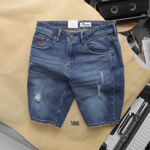 Quần Short Jeans Nam Rurumen Màu Xanh Cao Cấp Hàng VNXK