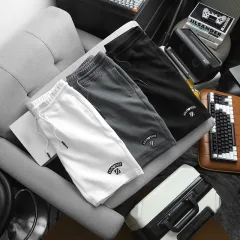Quần Short Thun Nam Thêu Nổi Logo Chữ (Size Từ 50-80kg)