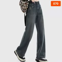 Quần Suông Nữ - Quần Jeans Suông Lở Nữ Rách Túi Chất Liệu Vải Dày Mềm Không Co Giãn