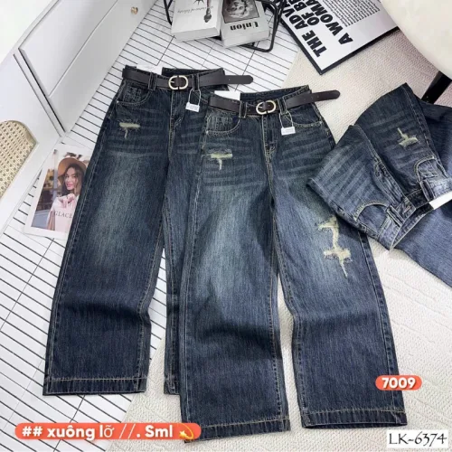 Quần Suông Nữ - Quần Jeans Suông Rách Nữ Chất Liệu Vải Dày Mềm Không Co Giãn - Nhiều Mẫu Đẹp