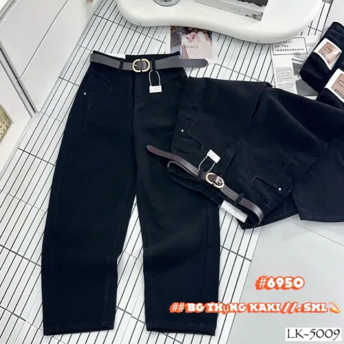 Quần Thụng Nữ - Quần Jeans Thụng - Quần Thụng Kaki Nữ Rách Túi Chất Liệu Vải Dày Mềm Không Co Giãn