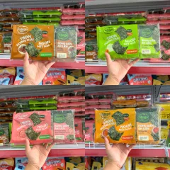Sỉ rong Biển Ăn Liền Bibigo Gồm 4 Vị (Truyền Thống, Dầu Mè, Muối Hồng, BBQ) - 1 Lốc 3 Gói