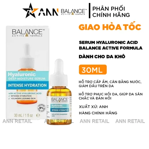 Đánh giá serum Hyaluronic Acid Balance Active Formula 30ml Dành Cho Da Khô