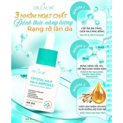 Nhiều dẫn xuất Hyaluronic Acid hướng đến cảm giác căng mướt — Serum Tinh Thể Vàng Dr Lacir