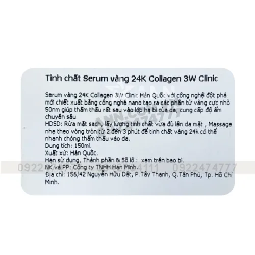 Tinh chất Collagen Luxury Gold 24K 3W Clinic 150ml
