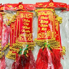Đánh giá set 10 Liễn Nhung Đỏ Trang Trí Tết - Liễn Câu Đối Đỏ Nhung Treo Cây Size Mini