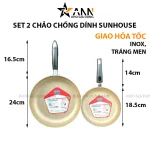 Bộ 2 chảo chống dính Sunhouse 18.5cm và 24cm, dùng bếp ga