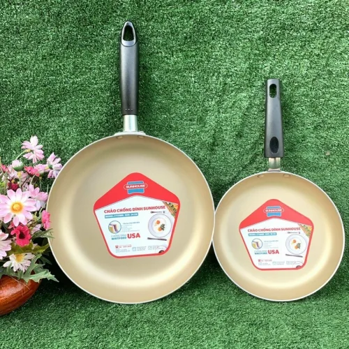 Bộ 2 chảo chống dính Sunhouse 18.5cm và 24cm, dùng bếp ga