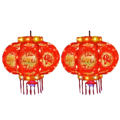 Set 2 Lồng Đèn Điện 3D Phản Quang Chữ Phúc Trang Trí Tết 120cm