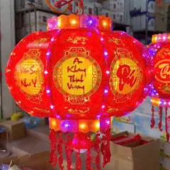 Set 2 Lồng Đèn Điện Phản Quang 3 Xu Trang Trí Tết 150cm