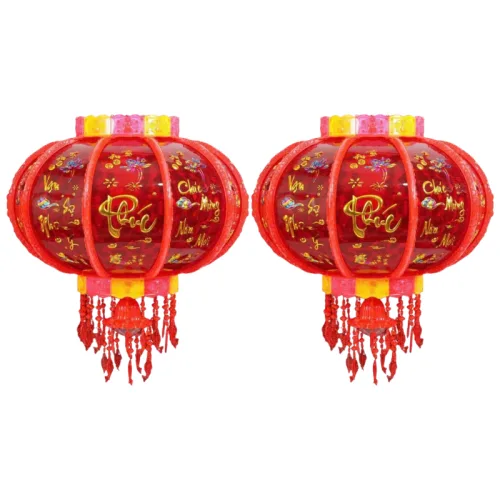 Set 2 Lồng Đèn Điện Phản Quang 3d Chữ Phúc Trang Trí Tết 150cm