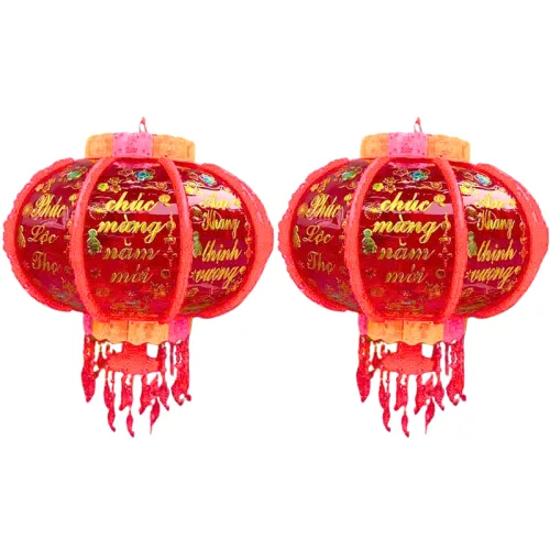 Set 2 Lồng Đèn Điện Phản Quang 3d Con Cá Trang Trí Tết 150cm