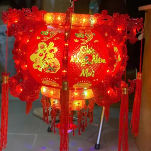 Set 2 Lồng Đèn Điện Phản Quang Hội An Việt Trang Trí Tết 60cm