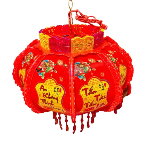 Set 2 Lồng Đèn Điện Phản Quang Lá Trang Trí Tết 100cm