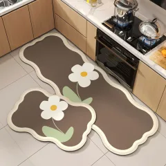 Set 2 Thảm Gợn Sóng - Bộ Thảm Lót Bếp Phòng Ngủ Nhà Tắm Cao Cấp 40×60cm &amp; 40×120cm