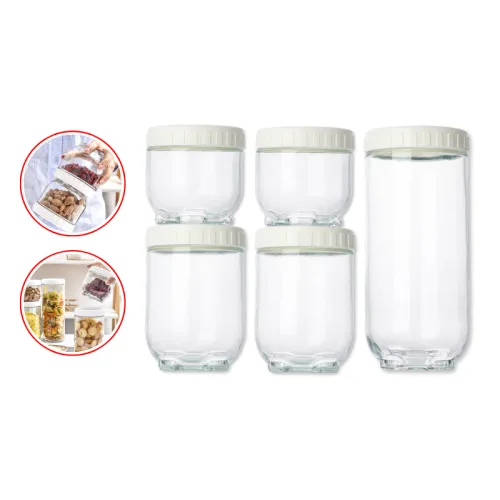 Khám phá Set 5 Hũ Thủy Tinh Đựng Thực Phẩm - Lọ Thủy Tinh Đựng Đồ Khô 450 - 900 - 1400ml thuộc nhóm Đồ dùng nhà bếp