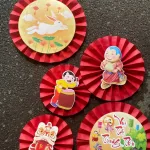 Set 6 Quạt Xếp Đỏ In Hình Trang Trí Tết