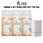 Top Gia khăn giấy rút treo tường 4 lớp, bộ 6 túi, 1280 tờ/túi, 34x8x16cm