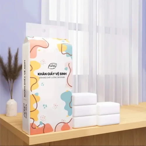 Top Gia khăn giấy rút treo tường 4 lớp, bộ 6 túi, 1280 tờ/túi, 34x8x16cm