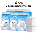Phân phối set 6 Túi Khăn Giấy Rút Treo Tường Màu Xanh Có 4 Lớp Top Gia