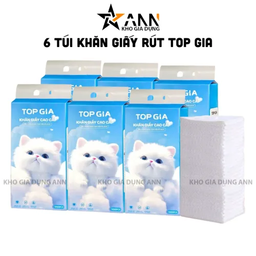 Phân phối set 6 Túi Khăn Giấy Rút Treo Tường Màu Xanh Có 4 Lớp Top Gia
