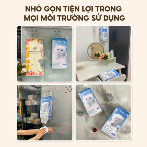 Phân phối set 6 Túi Khăn Giấy Rút Treo Tường Màu Xanh Có 4 Lớp Top Gia