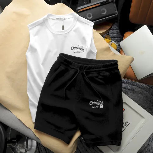 Set Bộ Nam Áo Ba Lỗ Phối Quần Short Thun In Logo Chữ Chicago