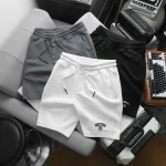 Set Bộ Nam Áo Cổ Tròn Phối Màu Thêu Chữ Trước Ngực & Quần Short Thêu Nổi Logo Chữ Có Big Size
