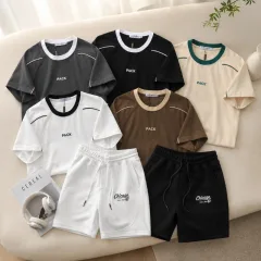 Set Bộ Nam - Quần Short Thun Nam Chicago Và Áo Thun Nam Cổ Tròn In Chữ Pack Phối Viền Màu (Size Từ M Đến XXL)