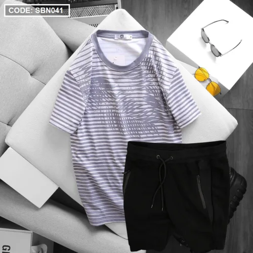 Set bộ nam áo cổ tròn quần short thun