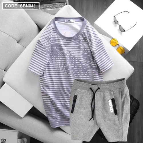 Set bộ nam áo cổ tròn quần short thun