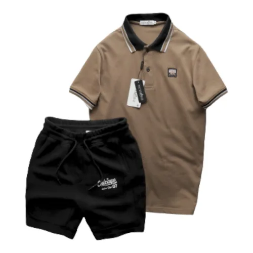 Hình ảnh Set Bộ Nam Áo Polo Cổ Bẻ Thêu Chữ KK Quần Short Thun trong bộ sưu tập quần short thun