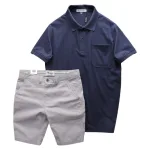Set Bộ Nam Áo Thun Cổ Bẻ Có Túi Trước Ngực + Quần Short Kaki Nam Cao Cấp (Có Size 3xl)